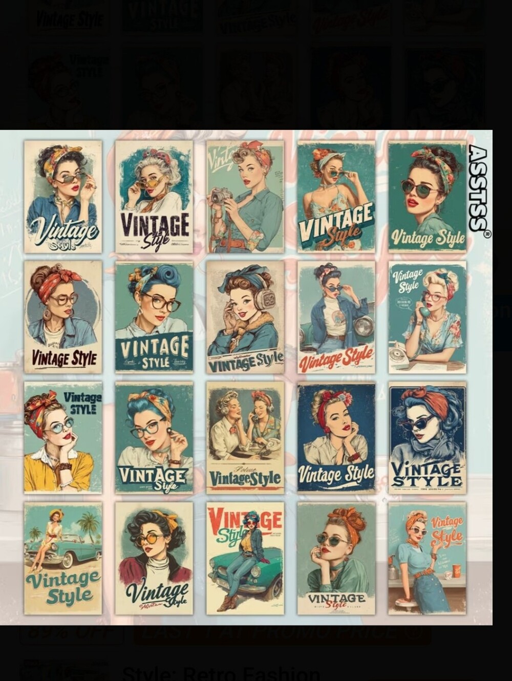 Vintage Style Retro Fashion Poster Cards Pinup Art Prints